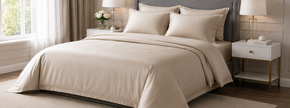Signature Sateen Bedding Set — Champagne — 400TC Egyptian Cotton Satin