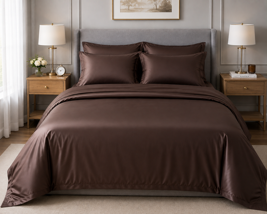 Signature Sateen Bedding Set — Chocolate — 400TC Egyptian Cotton Satin