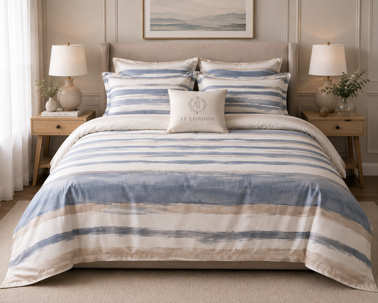 Watercolour Stripe Bedding Set — 300TC Egyptian Cotton Satin