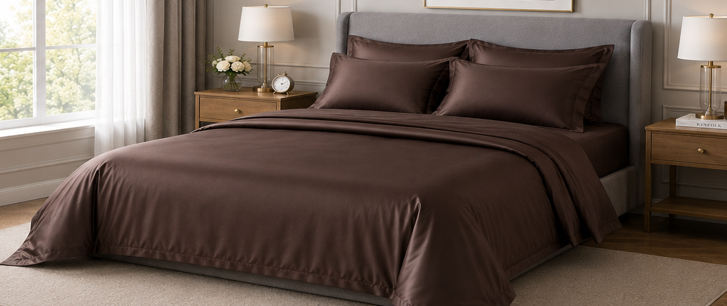 Signature Sateen Bedding Set — Chocolate — 400TC Egyptian Cotton Satin