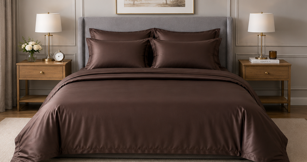 Signature Sateen Bedding Set — Chocolate — 400TC Egyptian Cotton Satin